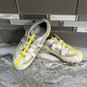 NEW DIESEL Unisex Yellow/ Ivory Leather DISCOVERY SNEAKERS SIZE 11 Kids display